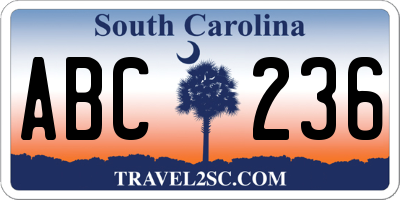 SC license plate ABC236