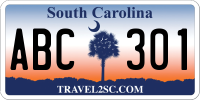 SC license plate ABC301