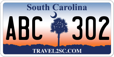 SC license plate ABC302