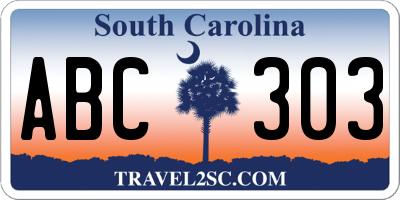 SC license plate ABC303