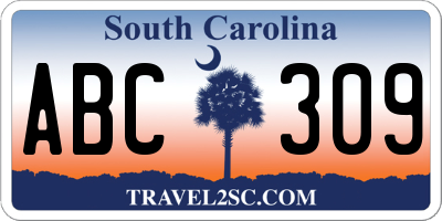SC license plate ABC309