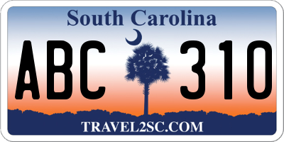SC license plate ABC310