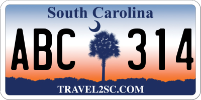 SC license plate ABC314