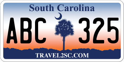 SC license plate ABC325