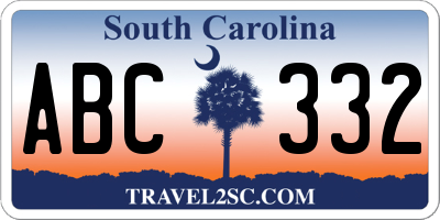 SC license plate ABC332