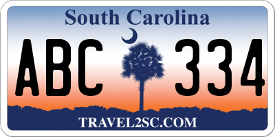 SC license plate ABC334