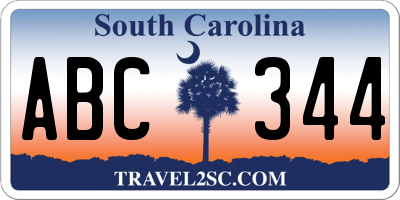 SC license plate ABC344