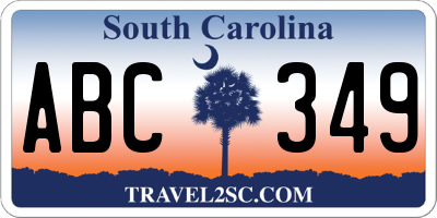SC license plate ABC349