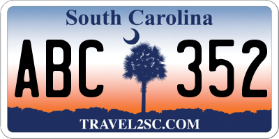 SC license plate ABC352