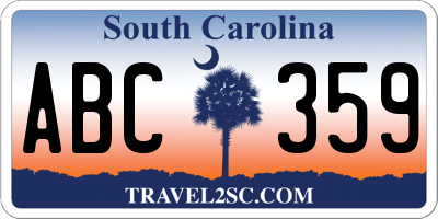 SC license plate ABC359