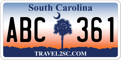 SC license plate ABC361