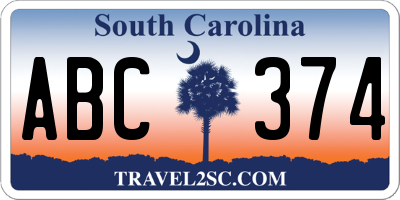 SC license plate ABC374