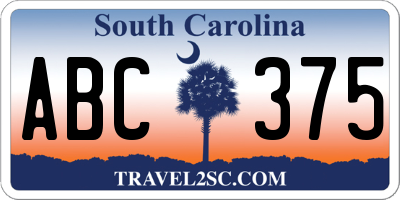 SC license plate ABC375
