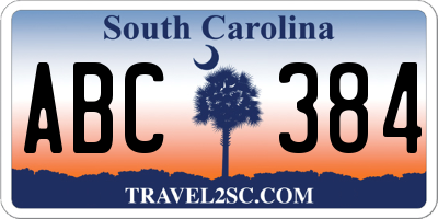 SC license plate ABC384