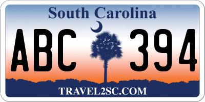 SC license plate ABC394