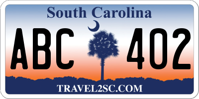 SC license plate ABC402