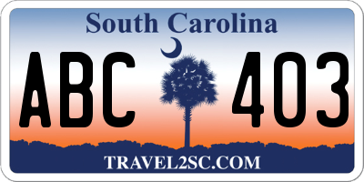 SC license plate ABC403