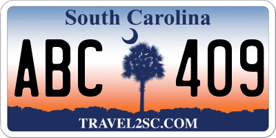 SC license plate ABC409