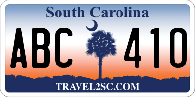SC license plate ABC410