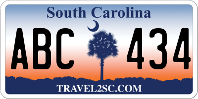 SC license plate ABC434