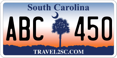 SC license plate ABC450