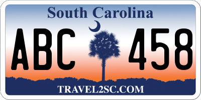 SC license plate ABC458