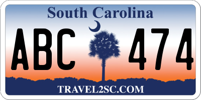 SC license plate ABC474