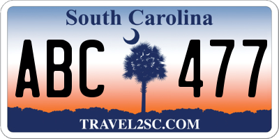 SC license plate ABC477