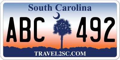 SC license plate ABC492