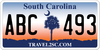 SC license plate ABC493