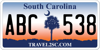 SC license plate ABC538