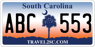 SC license plate ABC553