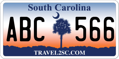 SC license plate ABC566