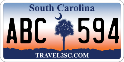 SC license plate ABC594