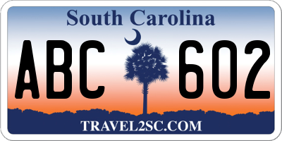 SC license plate ABC602
