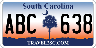 SC license plate ABC638