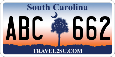 SC license plate ABC662