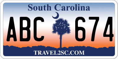 SC license plate ABC674