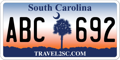 SC license plate ABC692