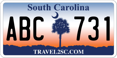SC license plate ABC731