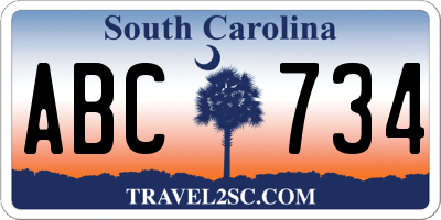 SC license plate ABC734