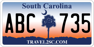 SC license plate ABC735
