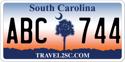 SC license plate ABC744