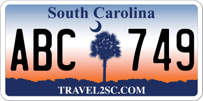 SC license plate ABC749