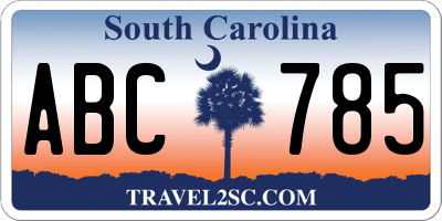SC license plate ABC785