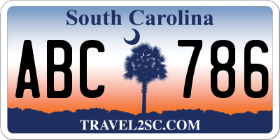 SC license plate ABC786