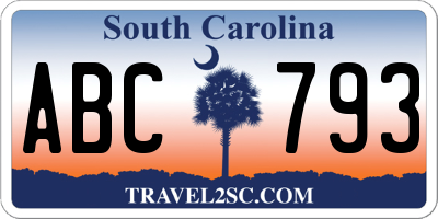 SC license plate ABC793