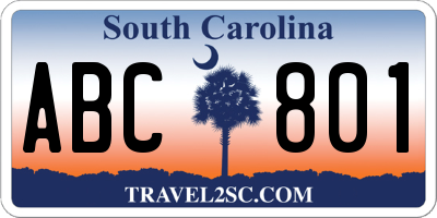 SC license plate ABC801