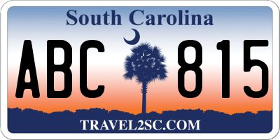 SC license plate ABC815
