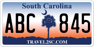 SC license plate ABC845